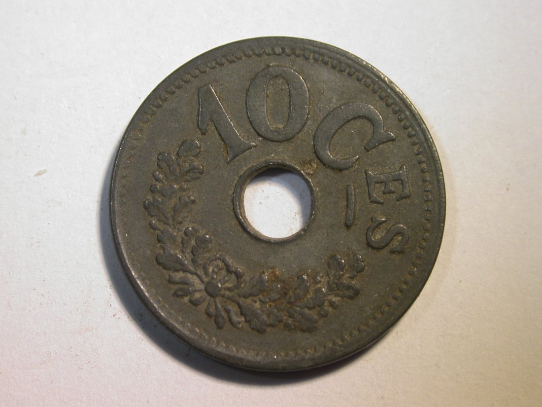 F10 Luxemburg 10 Centimes 1915 in f.vz Originalbilder