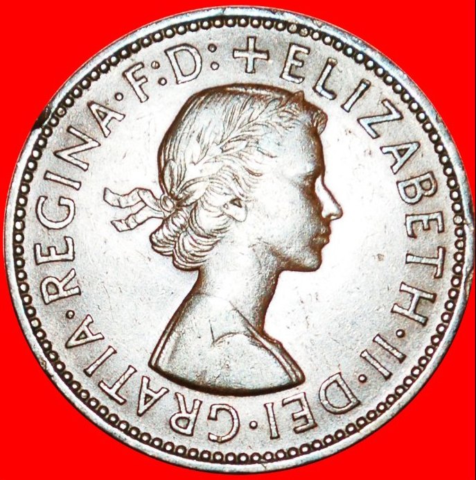  *SHIP 1937-1970:GREAT BRITAIN★1/2 PENNY 1957 CALM SEA★RARE★ELIZABETH II 1953-★LOW START★ NO RESERVE!   