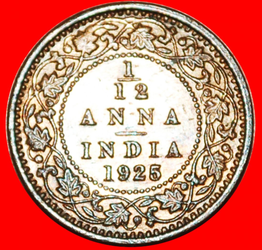  • CALCUTTA: INDIA ★ 1/12 ANNA 1925 UNC MINT LUSTER! George V (1911-1936) LOW START ★ NO RESERVE!   