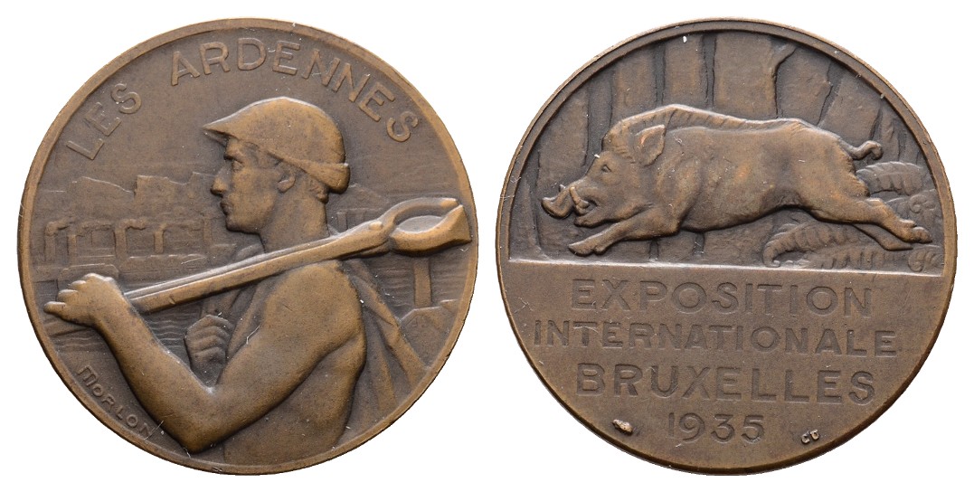  Linnartz BRÜSSEL Bronzemed. 1935 (V. Marlon) zur Weltausstellung, 32mm, 14,77g, vz+   