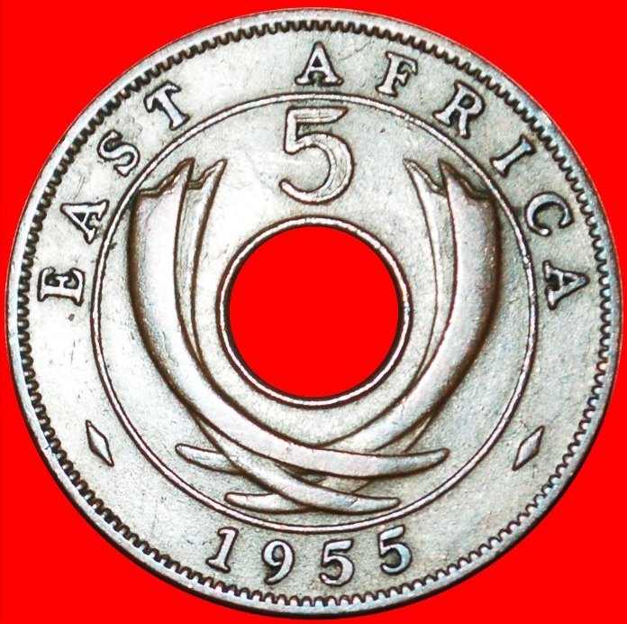  • GREAT BRITAIN HOLE: EAST AFRICA ★ 5 CENTS 1955! LOW START★ NO RESERVE!   