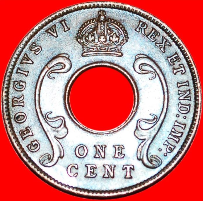  Ⰶ GROSSBRITANNIEN: OSTAFRIKA ★1 CENT 1942 OHNE I INDIEN! Georg VI. (1937-1952) OHNE VORBEHALT!   
