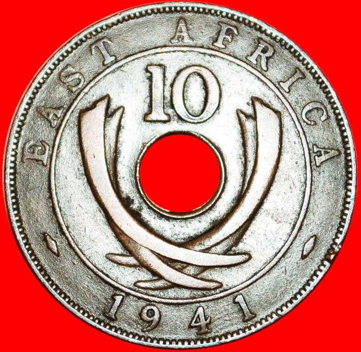  * GROSSBRITANNIEN:OSTAFRIKA★10 CENTS 1941I! Georg VI. 1937-1952★KRIEGSZEIT 1939-1945 OHNE VORBEHALT!   