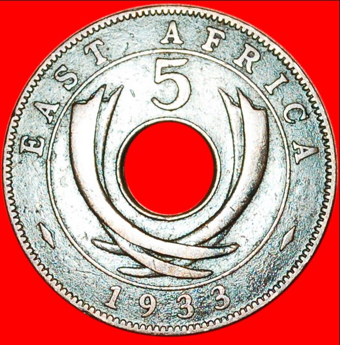  * GREAT BRITAIN HOLE: EAST AFRICA ★5 CENTS 1933! George V (1911-1936) LOW START★ NO RESERVE!   