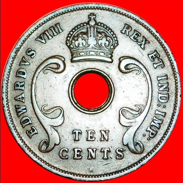  * GROSSBRITANNIEN: OSTAFRIKA ★ 10 CENTS 1936H! EDUARD VIII. OHNE VORBEHALT!   