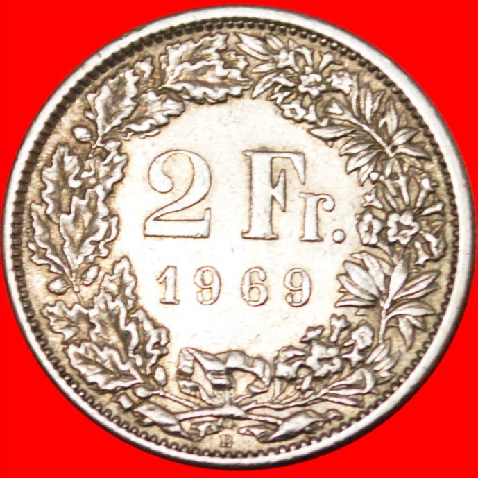 * WITHOUT STAR!!!★ SWITZERLAND★ 2 FRANCS 1969B! LOW START! ★ NO RESERVE!