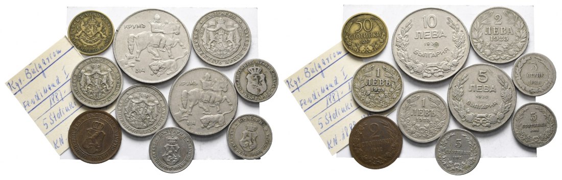 Bulgarien; 10 Kleinmünzen 1888-1937   