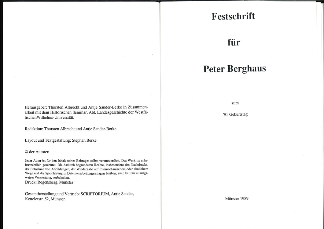  Berghaus, P.; Festschrift zum 70. Geburtstag, Münster 1989   