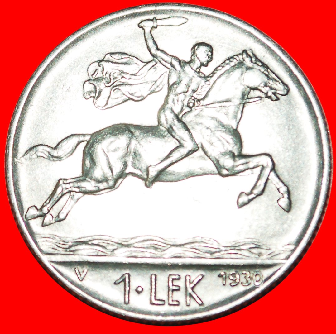 • AUSTRIA: ALBANIA ★ 1 LEK 1930V MINT LUSTER! ALEXANDER THE GREAT (336-323) LOW START ★ NO RESERVE!