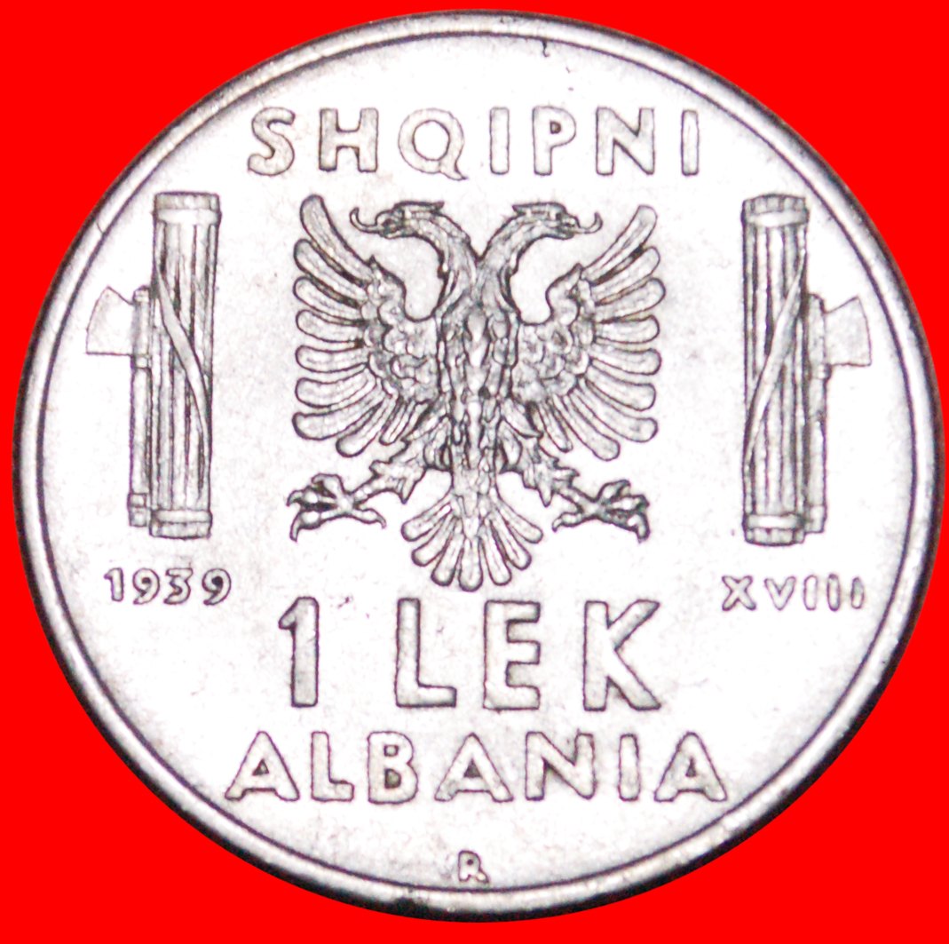  • ITALY (1939-1941): ALBANIA ★ 1 LEK XVIII 1939R! LOW START ★ NO RESERVE!   