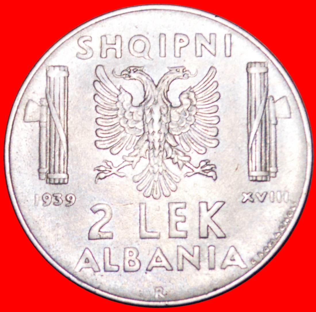  • ITALY (1939-1941): ALBANIA ★ 2 LEK XVIII 1939R! LOW START ★ NO RESERVE!   