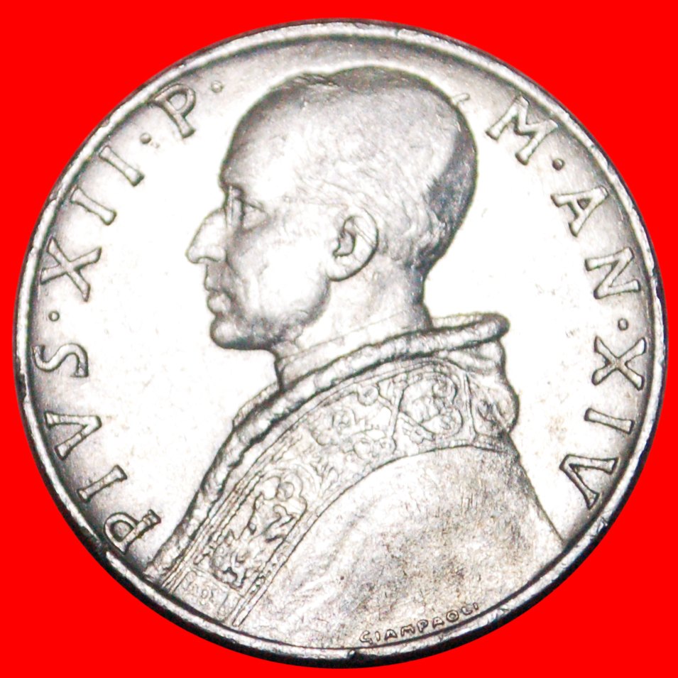  • GODDESS PRUDENTIA: VATICAN ★ 10 LIRE 1952! Pius XII (1939-1958)! LOW START ★ NO RESERVE!   