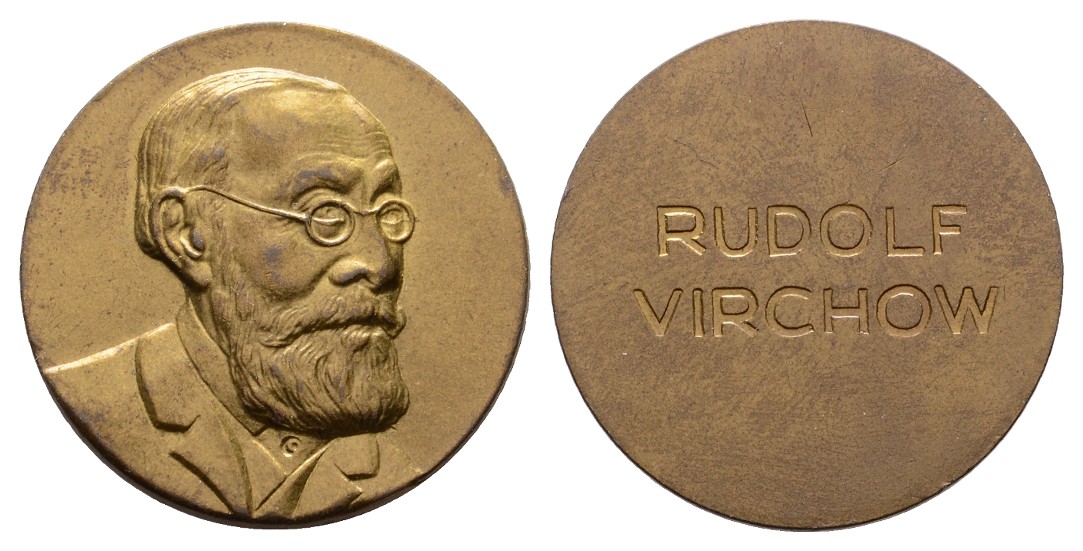  Linnartz Medicina in nummis Bronzemedaille o.J. (v.Hoffstätter) Rudolf Virchow, 28 mm, v-st   