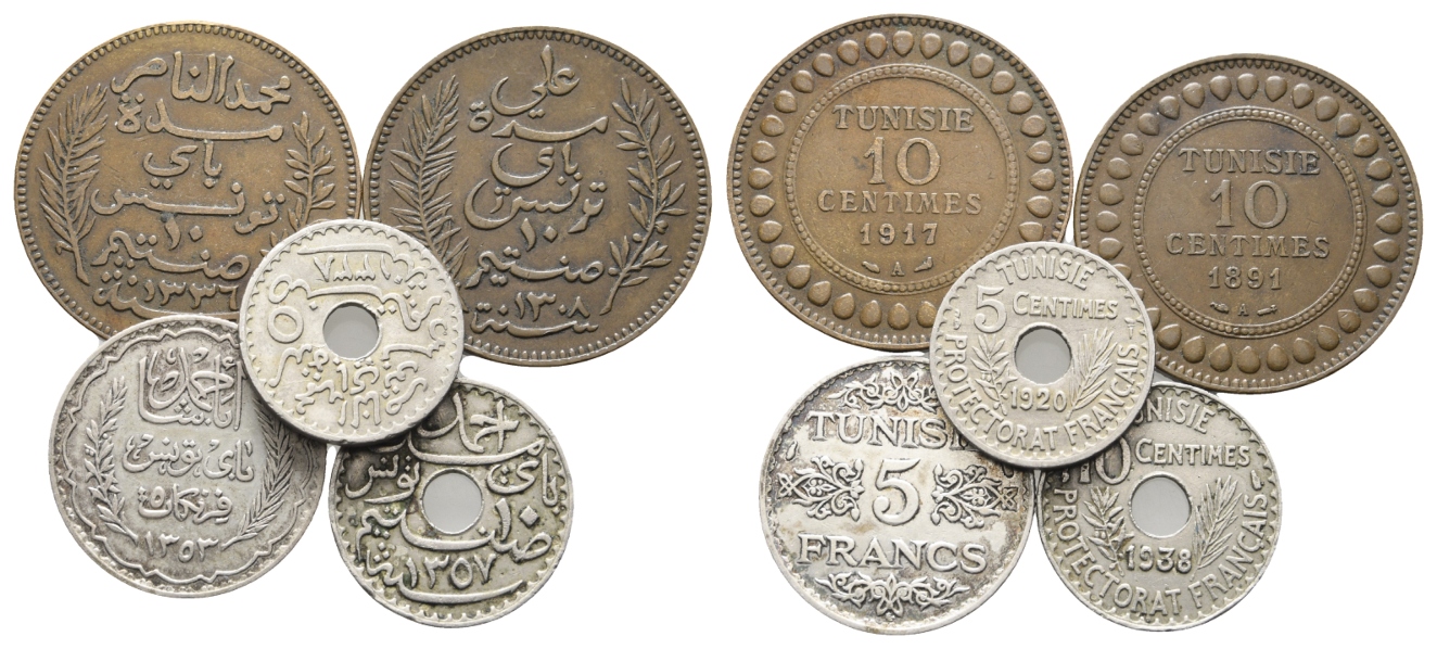  Tunesien; 5 Kleinmünzen   