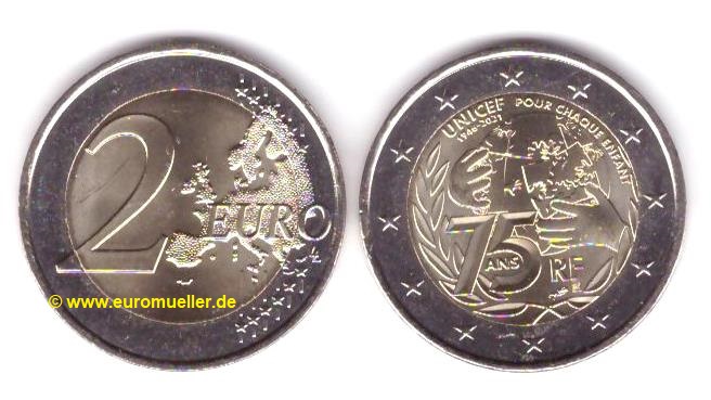 Frankreich 2 Euro Gedenkmünze 2021...UNICEF   