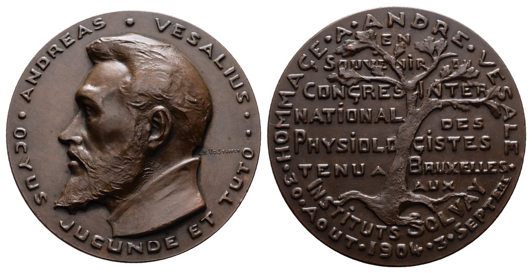  Linnartz Medicina in nummis, Bronzemed.1904 (van Stappen), Andreas Vesalius 50 mm, 50,1g, vz-st   