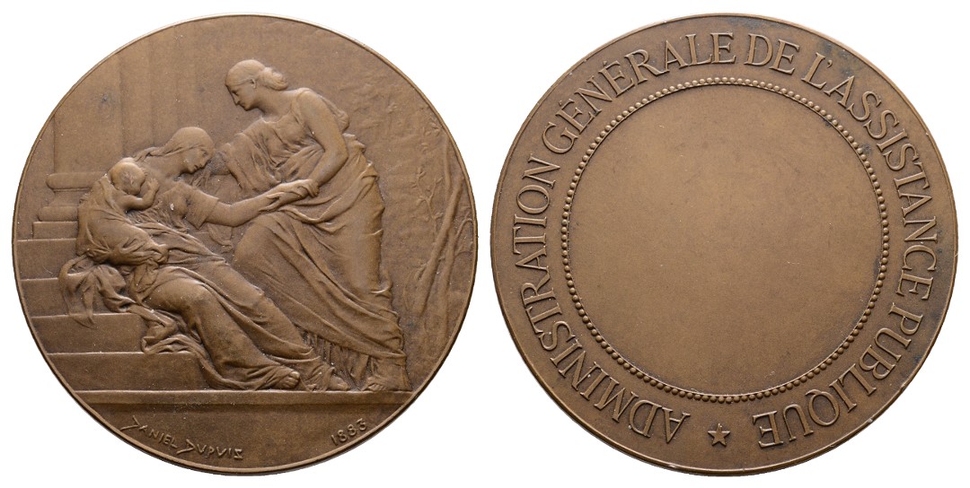  Linnartz FRANKREICH, Bronzemed. 1883,(Depuis),Armenfürsorge, 55mm, 75,8g, vz+   