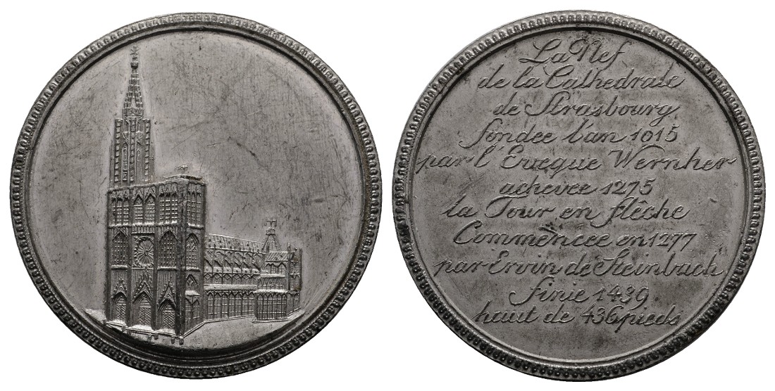  Linnartz STRASSBURG, Zinnmed. o.J.(1781),Vereinigungsfeier m Frankreich, 54mm, 32,5g, vz   