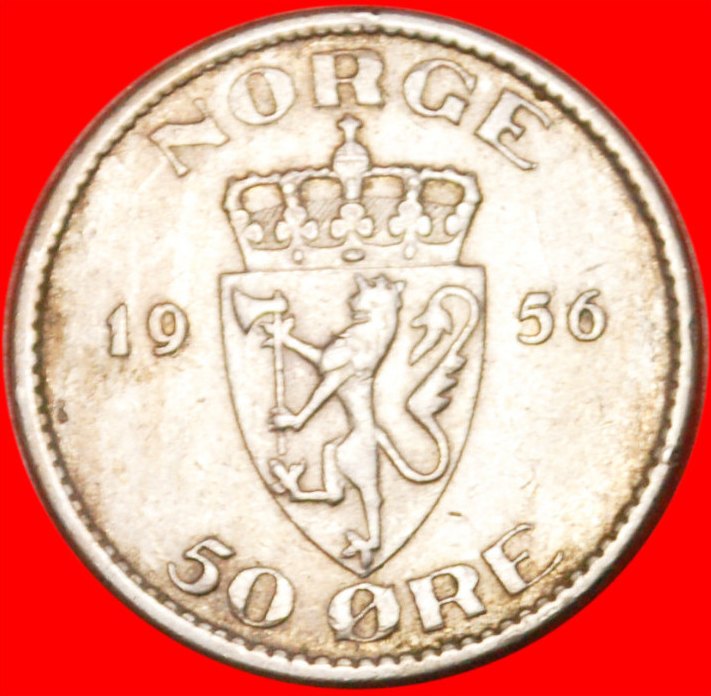  * HAAKON VII (1905-1957)★ NORWAY★ 50 ORE 1956! LOW START ★ NO RESERVE!   