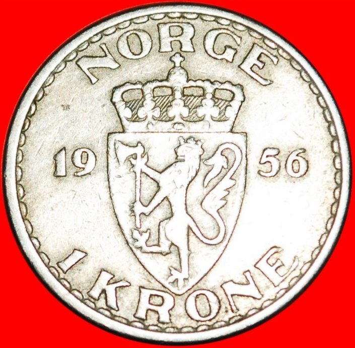  • LÖWE: NORWEGEN ★1 KRONE 1956! HAAKON VII. (1905-1957) OHNE VORBEHALT!   