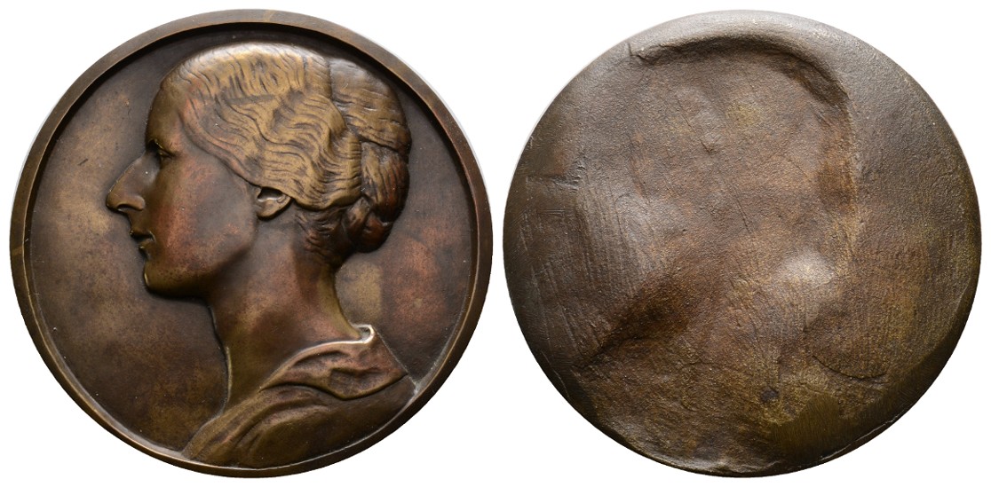  Linnartz FRAUEN Große Einseitige Bronzemedaille o.J. (um 1920), 101mm, 123,2g, vz   
