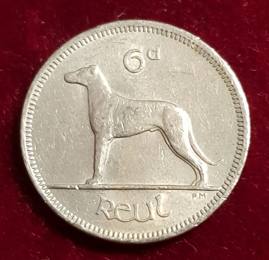 12112(10) 6 Pingin/Pence (Irland / Wolfshund) 1968 in vz .......................... von Berlin_coins