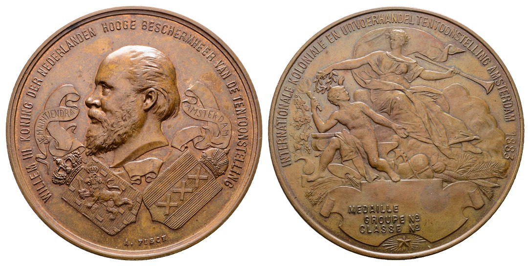  Linnartz Amsterdam, Grosse Bronzemedaille 1883(A. Fisch) Int. Ausstellung, 70mm, 136,4g, vz-st   