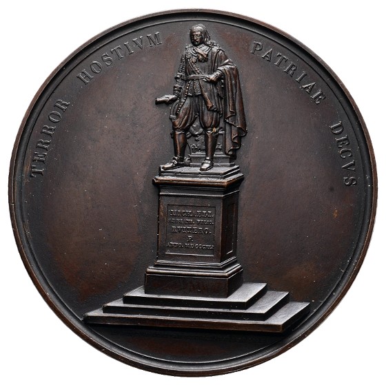  Linnartz Amsterdam, Grosse einseitige Bronzemed 1812, Denkmal Michel de Ruyter, 112mm, vz   