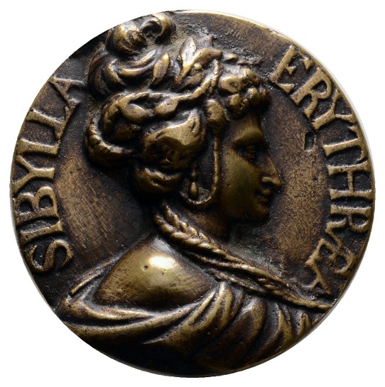  Linnartz FRAUEN Große einseitige Bronze Kunstmed. o.J.// Sybilla Erythraea,70mm, 272,5g, ss+   
