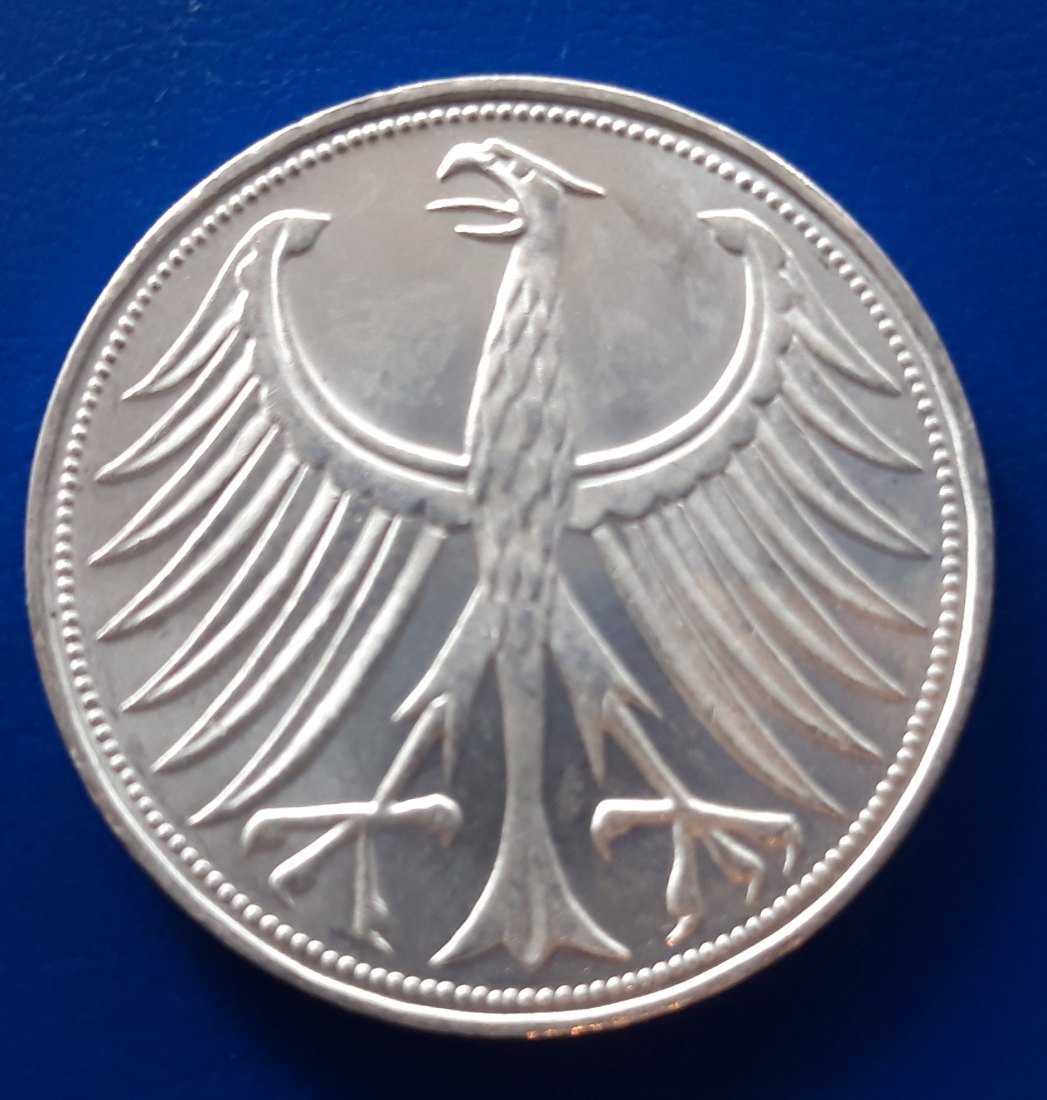 Deutschland Silberadler 5 Mark 1951 D vz-stgl.