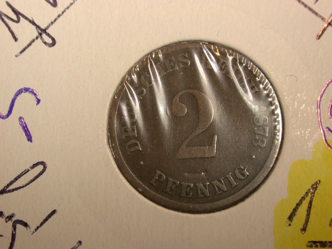 F-02 KR 2 Pfennig 1873 D in s-ss Originalbilder