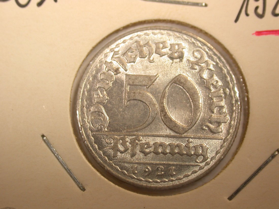  F-02  Weimar  50 Pfennig 1921 D in ST fein   Originalbilder   