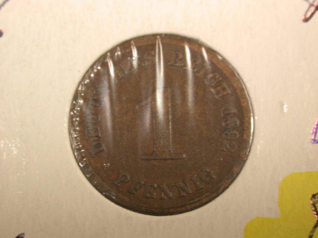 F-02 KR 1 Pfennig 1892 G in f.ss Originalbilder
