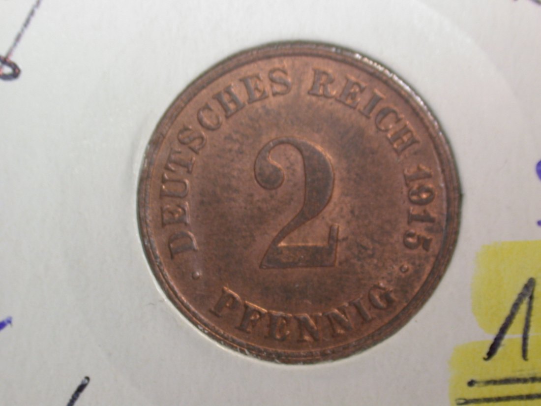 F-02 KR 2 Pfennig 1915 D in f.st/ST Originalbilder