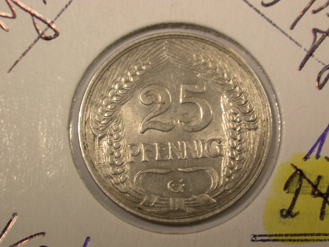 F-02 KR 25 Pfennig 1910 G in vz/vz-st Originalbilder