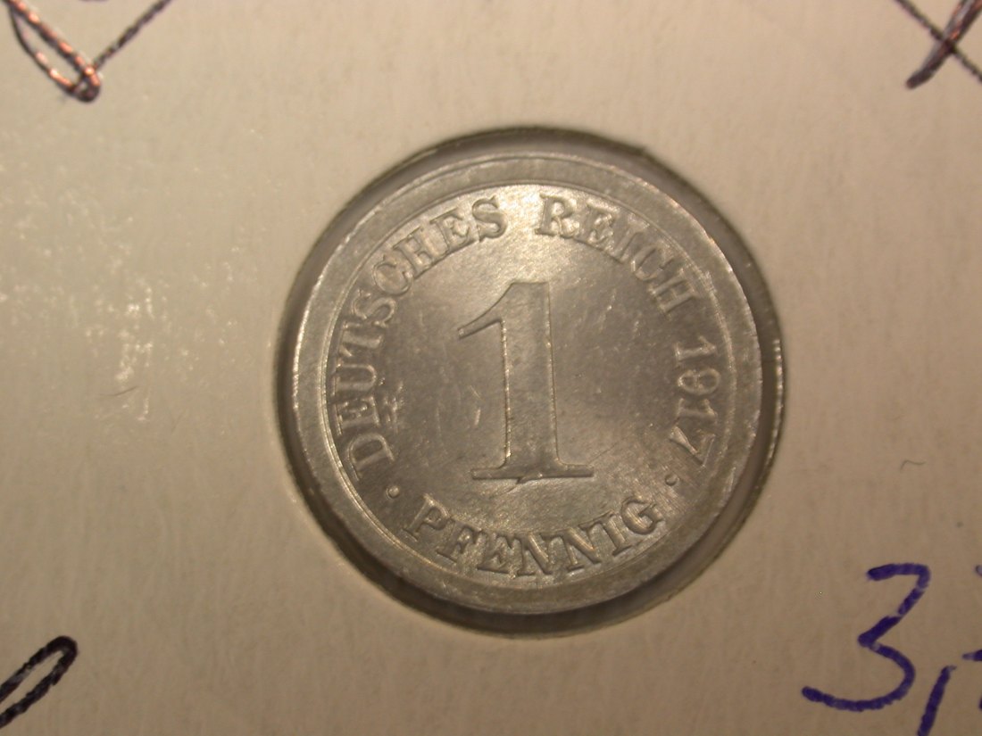  F-02  KR  1 Pfennig  1917 E in f.ST   Originalbilder   