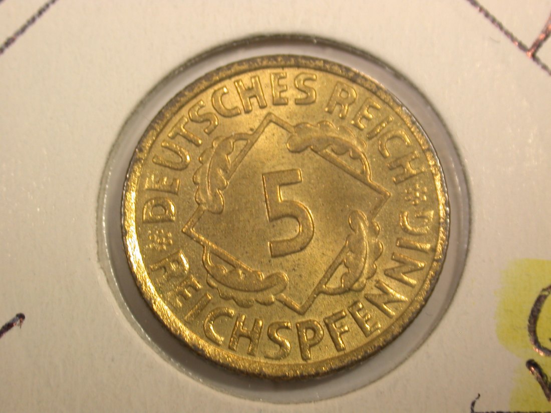  F-02  Weimar  5 Pfennig  1936 A in ST Fein   Originalbilder   