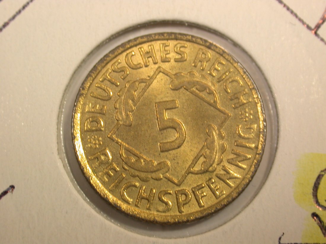  F-02  Weimar  5 Pfennig  1936 A in ST Fein   Originalbilder   