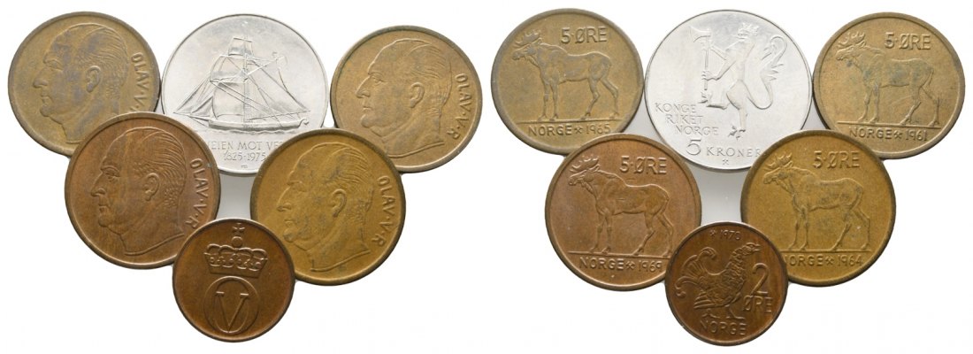  Norwegen; 6 Kleinmünzen   