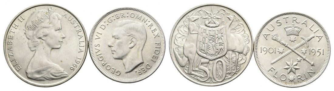  Australien; 2 Kleinmünzen 1966/1951   