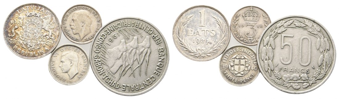  Ausland; 4 Kleinmünzen 1918/1924/1940/1961   