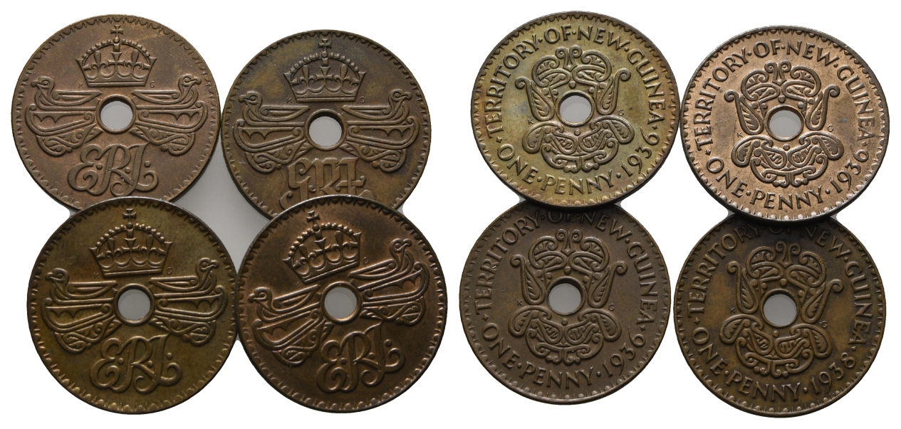  Neuguinea; 4 Kleinmünzen 1936/1938   