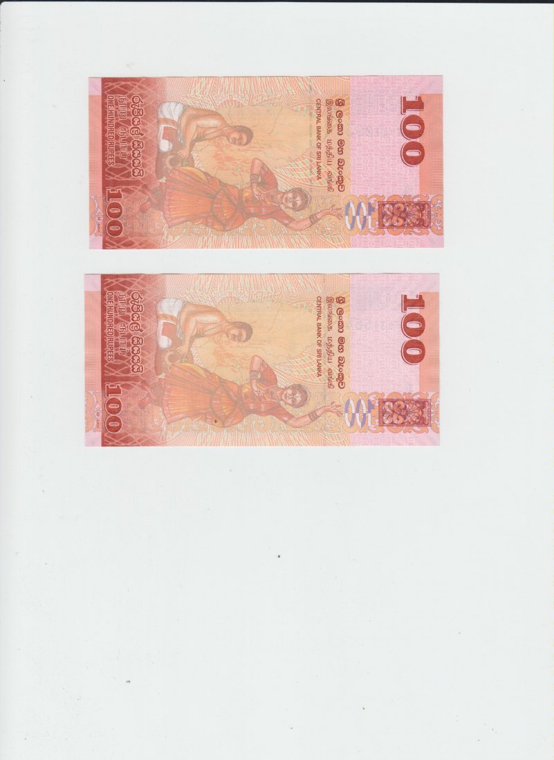  Sri Lanka 100 Rupien 2015 und 2017in Erhaltung 1 minus   