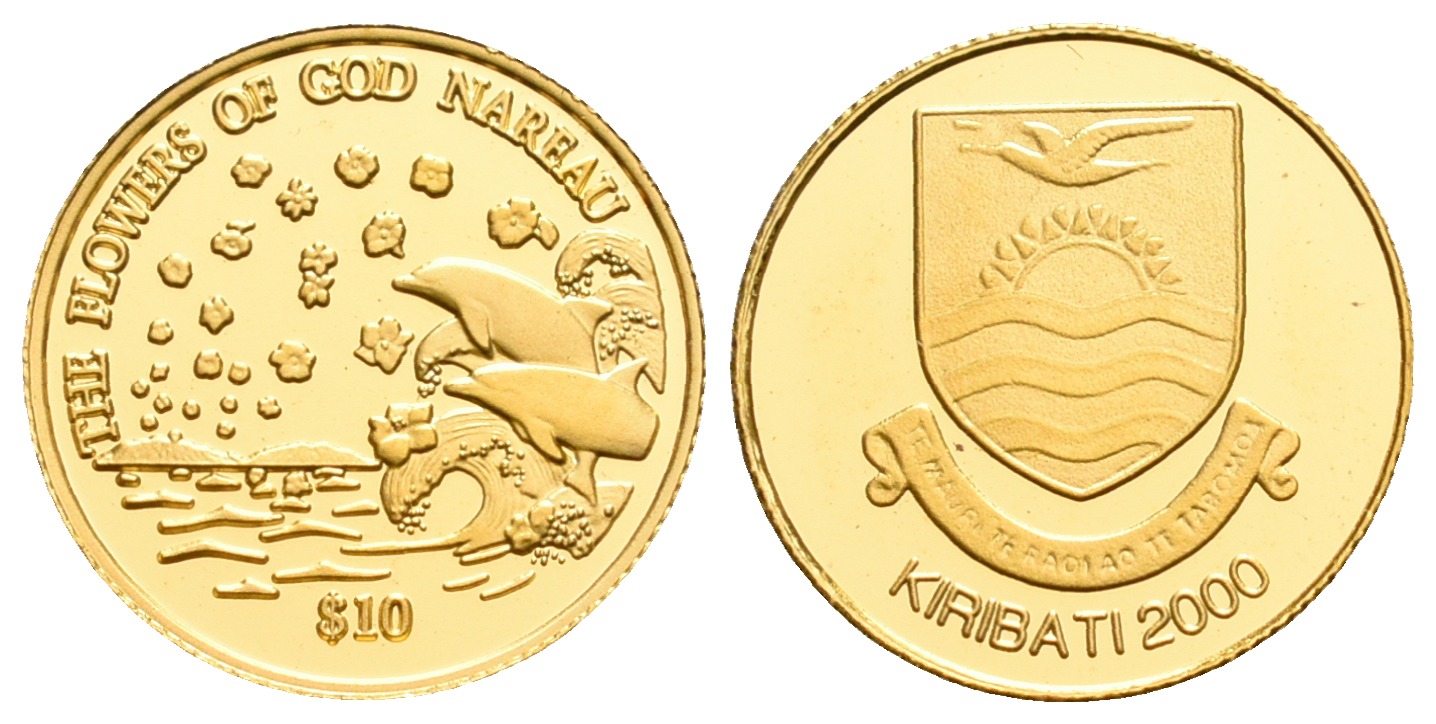 PEUS 5566 Kiribati 1,24 g Feingold. Blüten vom Gott Nareau 10 Dollars GOLD 2000 Proof (Kapsel)
