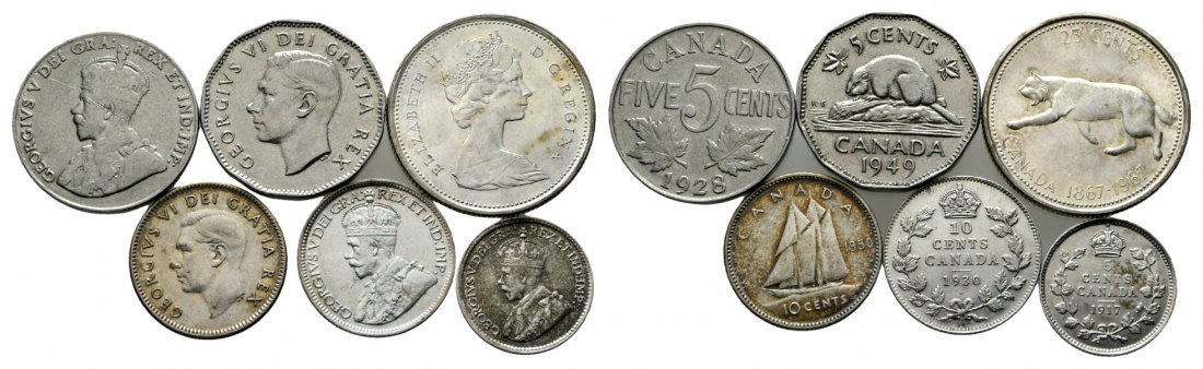  Canada; 6 Kleinmünzen 1917-1967   