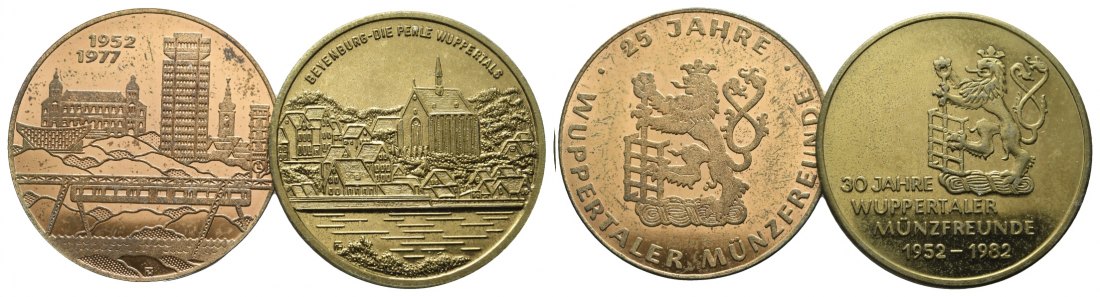  Wuppertal; 2 Medaillen 1982/1977, Messing 20,91 g, verkupfert 21,22 g, Ø 40 mm   