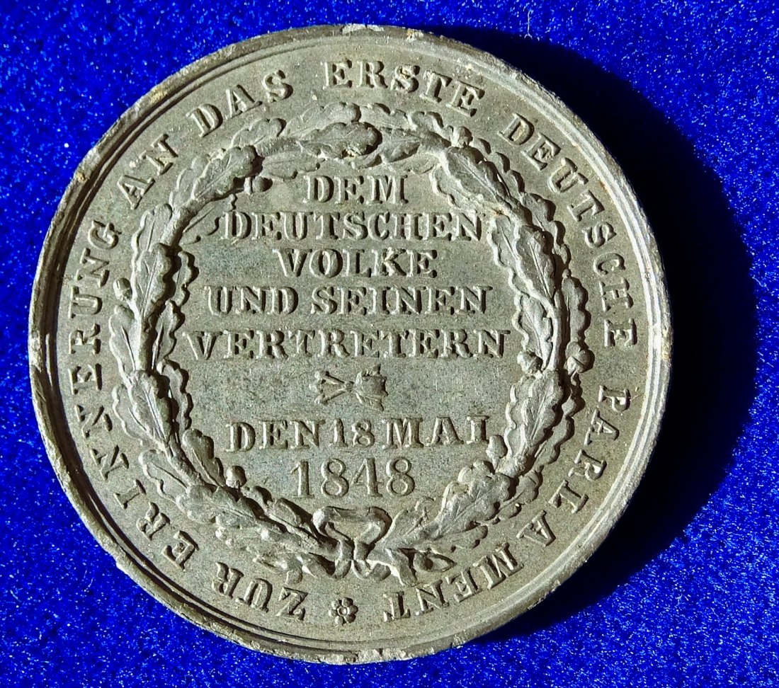  Parlament in der Paulskirche 18. Mai 1848, Zinn- Medaille von C. Preker   