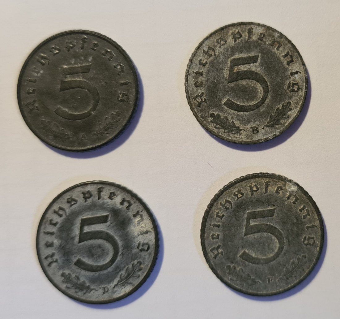  Lot 4x 5 Pfennig 1941   