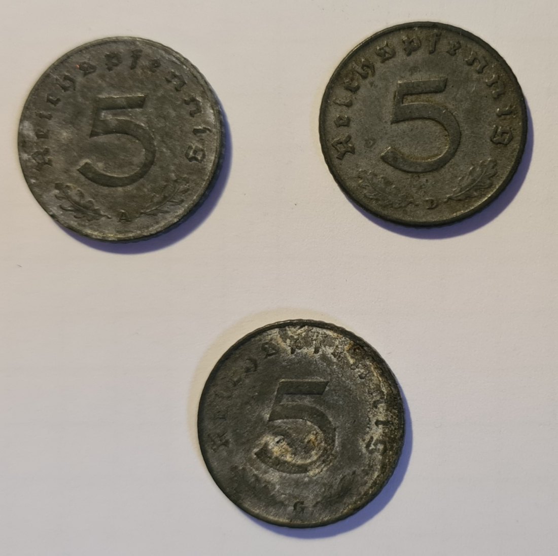  Lot 3x 5 Pfennig 1940   