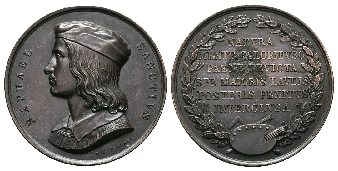  Linnartz Italien Bronzemedaille o.J.(ca.1820)(Cerbara) Raffael Santi vz+ Gewicht: 46,9g   